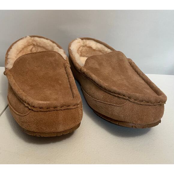 PAWZ slippers by BearPaw size 8 tan with‎ fuzzy fur lining slip on suede - Picture 2 of 11